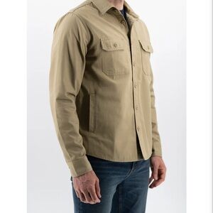 Devil Dog Dungarees CPO Jacket Khaki Tan Cotton Canvas Button Down Shacket Small